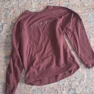 "I love you." Custom lightweight sweatshirt maroon size medium
